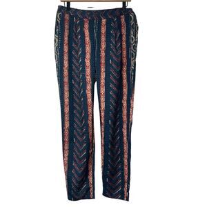 Lauren Ralph Lauren Navy Geometric Tribal Print Pants Size 4 Pockets Boho